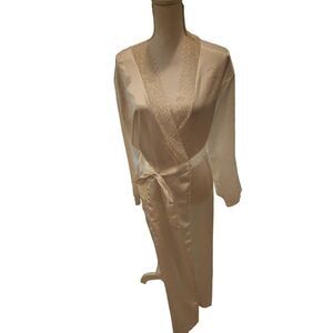 Judith Hart Womens White Silk Wrap Robe Lace Intimates Sexy Glam M France